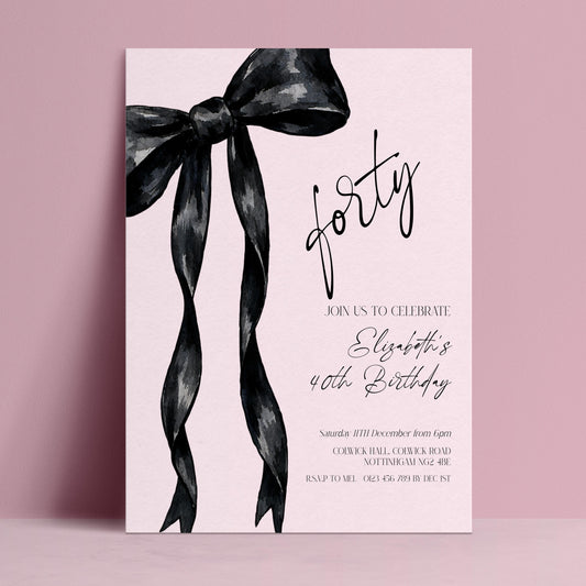 The image is a birthday invitation for a forty birthday celebration.
