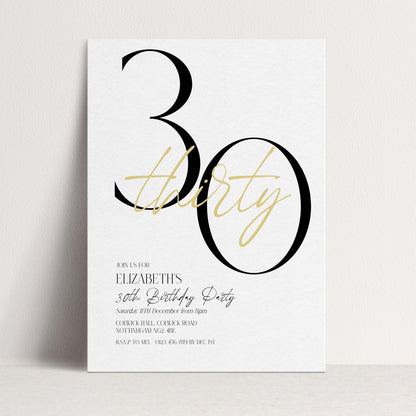 The image is a birthday party invitation for Elizabeth's 30th birthday party.
