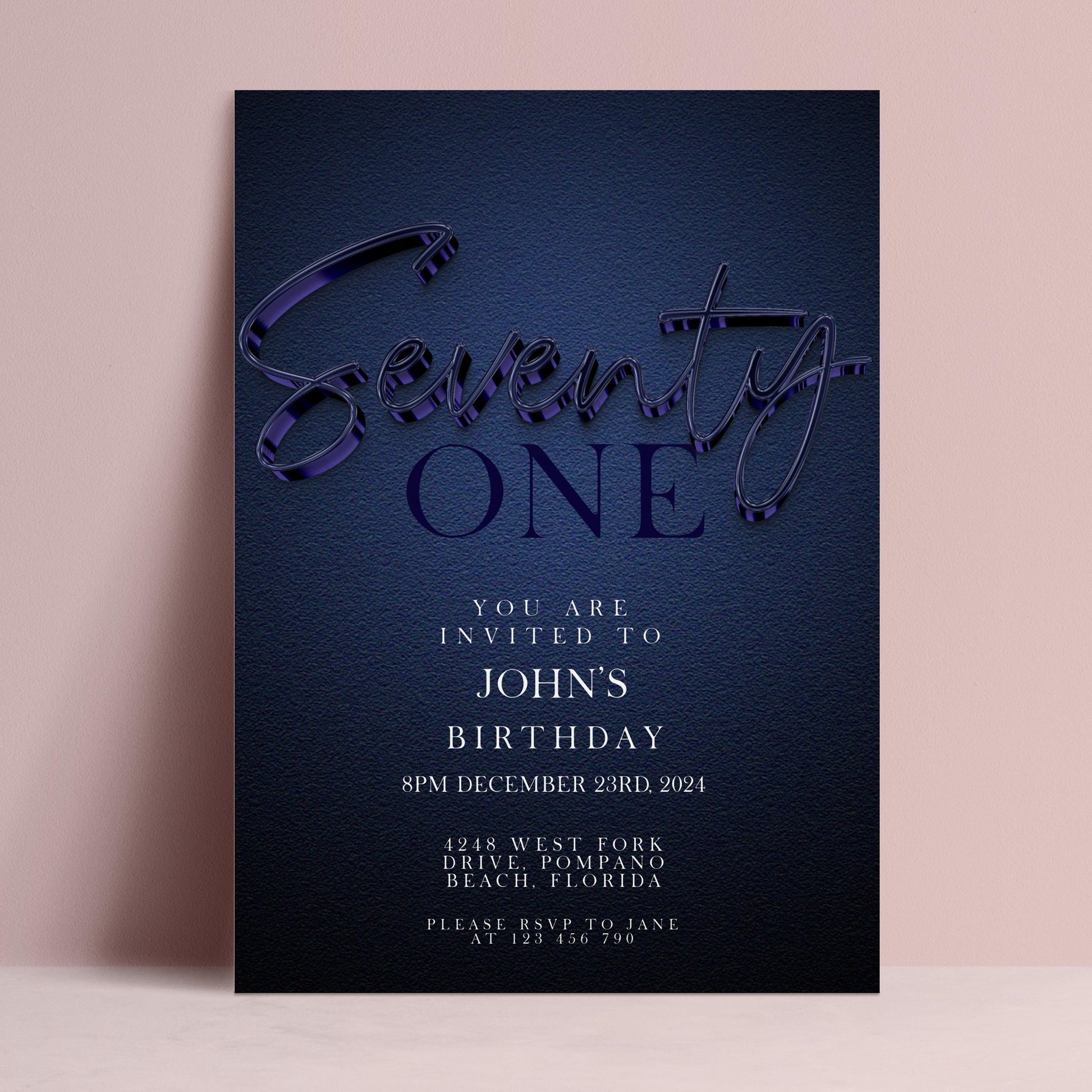 The image is a birthday invitation for John's twenty-third birthday.