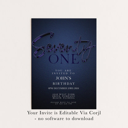 The image is a birthday invitation for John's twenty-one birthday party.