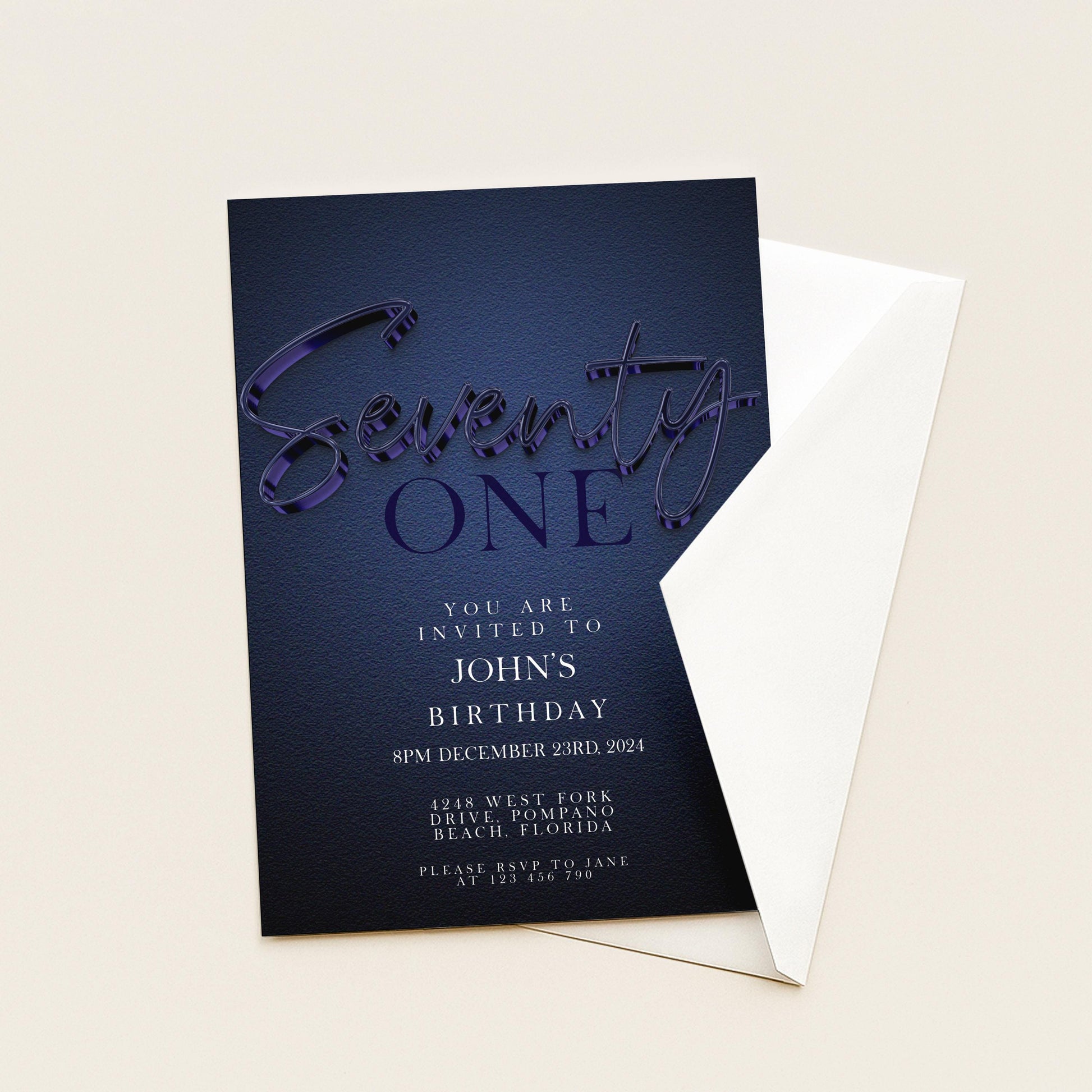 The image is a birthday invitation for John's twenty-third birthday.