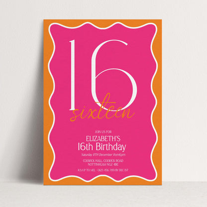 The image is a birthday invitation for Elizabeth's 16th birthday.