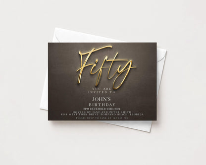 The image is a birthday invitation for John's 50th birthday.