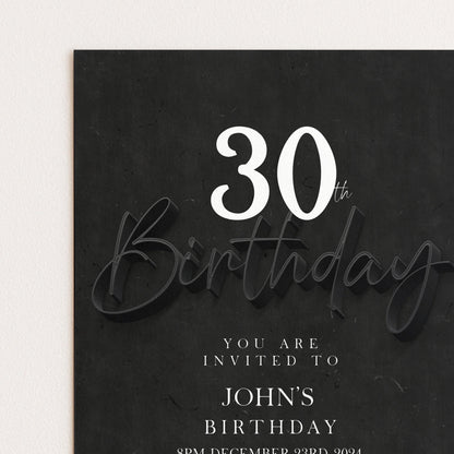 The image is a birthday invitation for John's 30th birthday.
