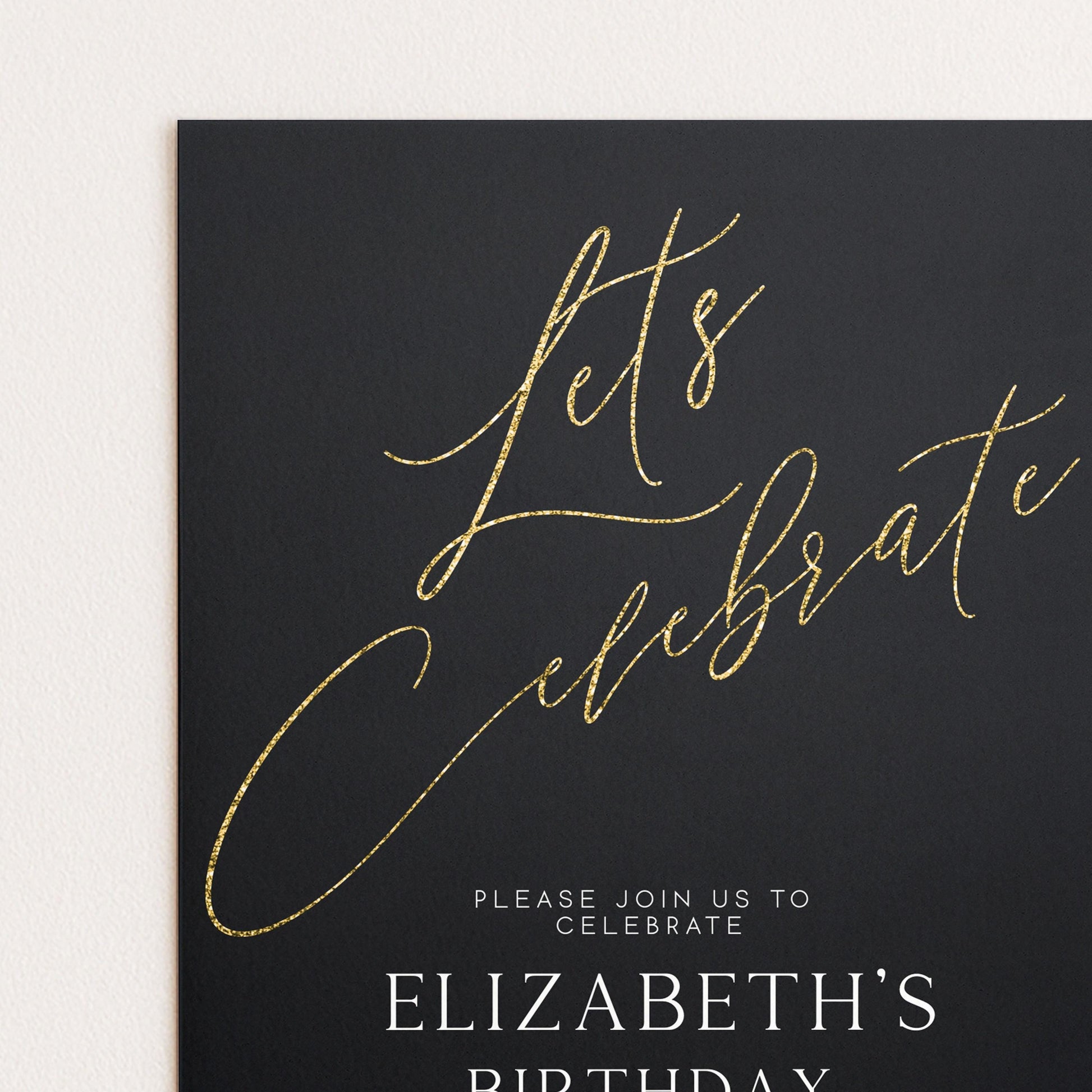The image is a birthday invitation card for Elizabeth's birthday celebration.