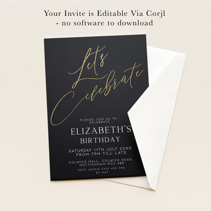 The image is a birthday invitation for Elizabeth's birthday party.