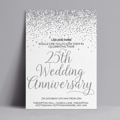 The image is a wedding anniversary invitation for Lisa and Mark, celebrating their 25th wedding anniversary.