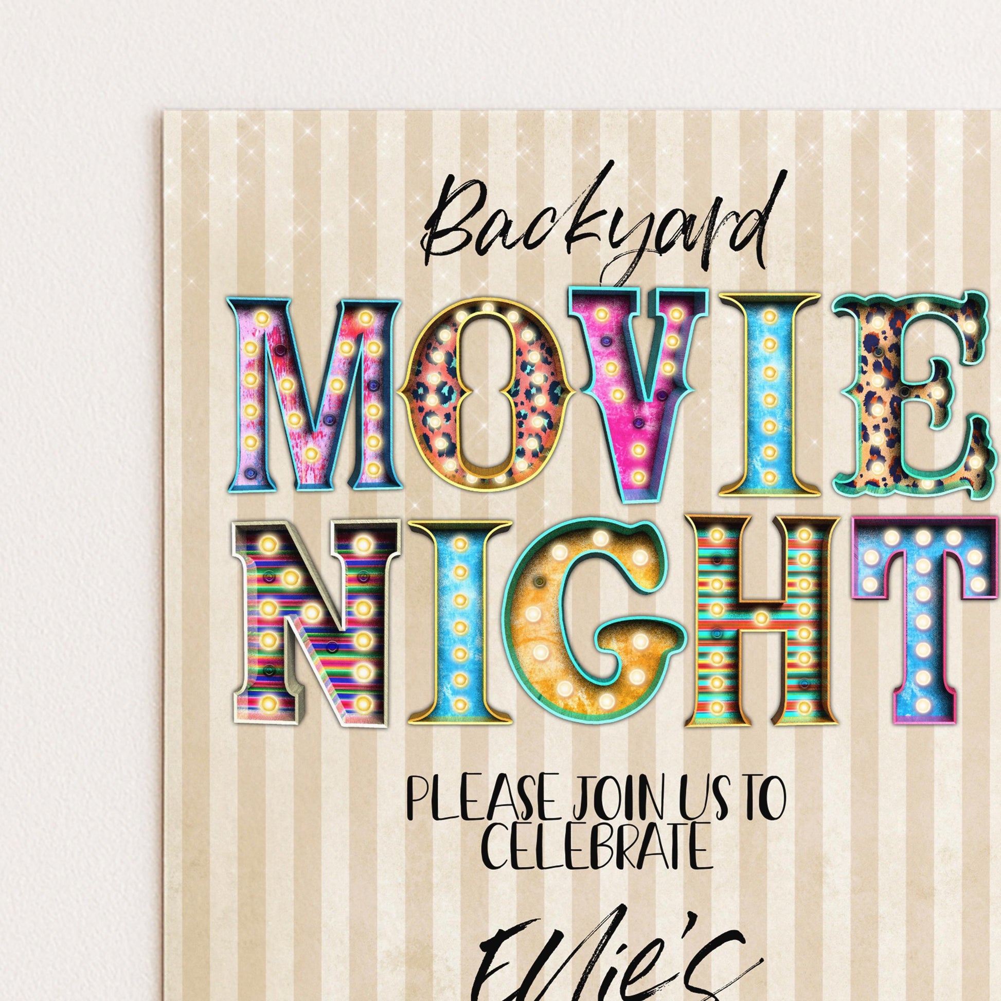 The image is a promotional poster for a backyard movie night event.
