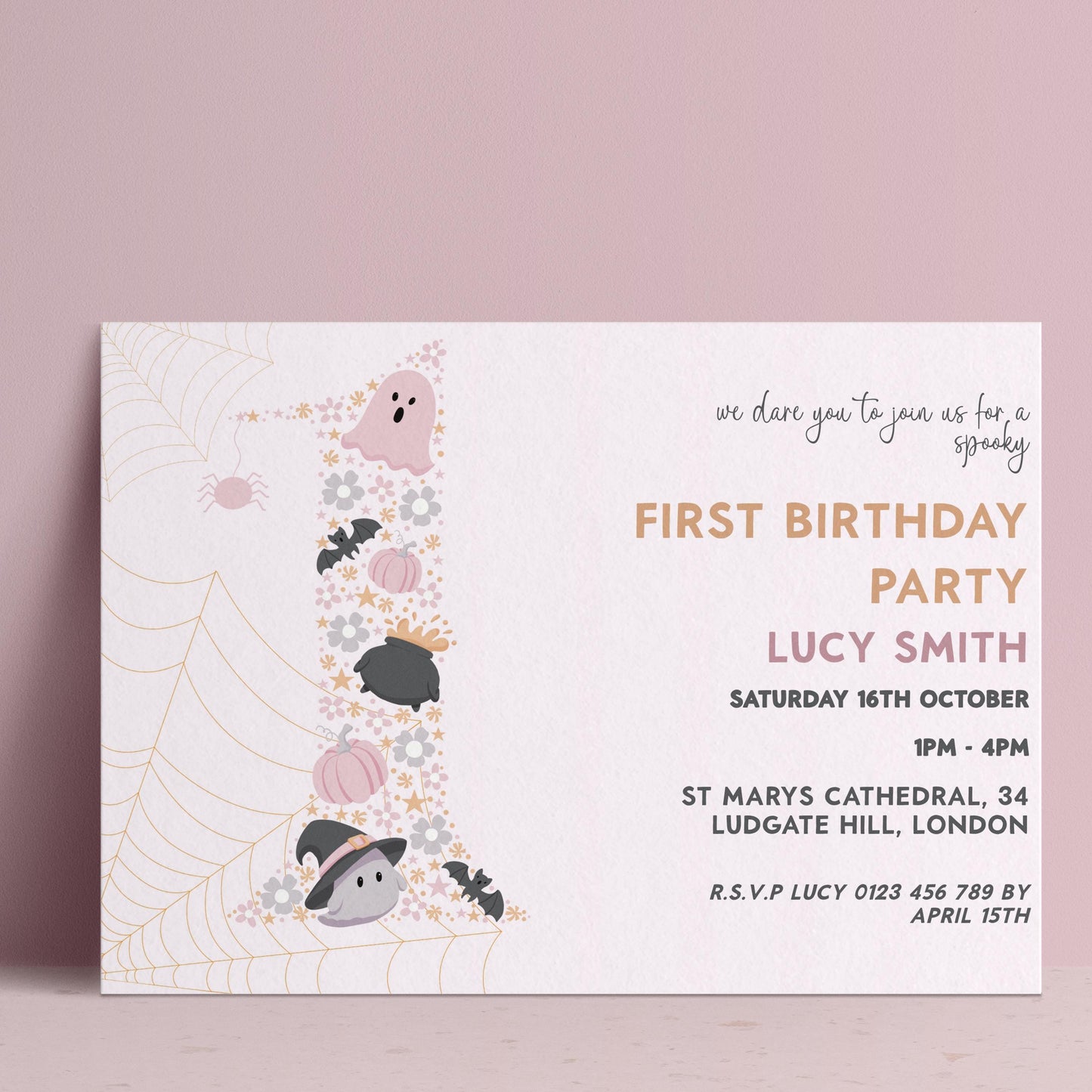 The image is a birthday party invitation for a first birthday party.