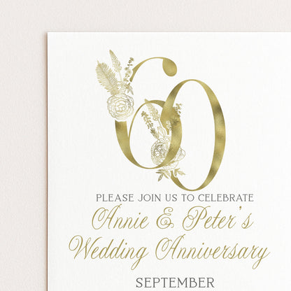 The image is a wedding invitation card for a couple celebrating their 60th wedding anniversary.