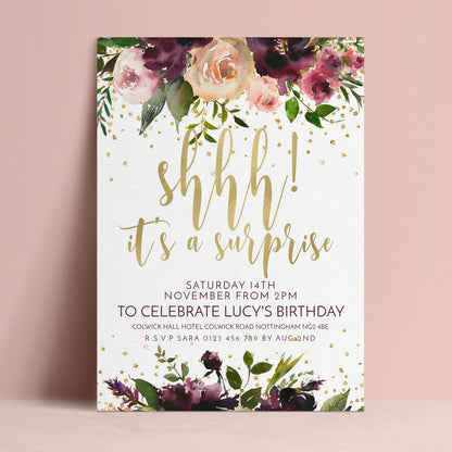 The image is a birthday party invitation for a girl named Lucy's birthday celebration.