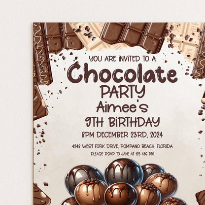 The image is a birthday party invitation for Aimee's 9th birthday.