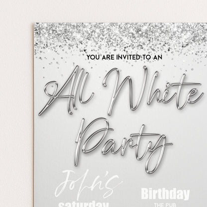 The image is a birthday party invitation for John's Saturday at The Pub.