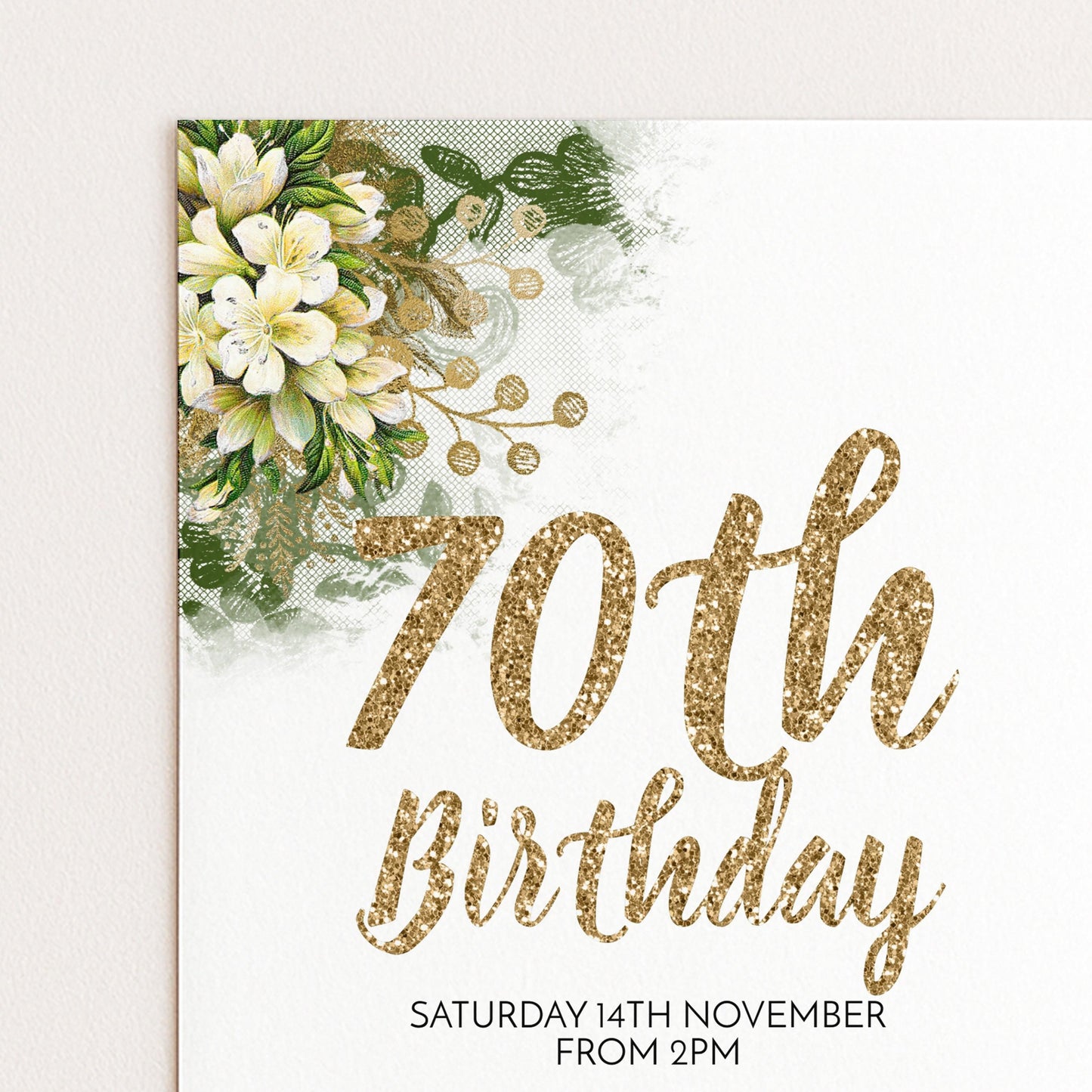The image is a birthday invitation for someone's 70th birthday.