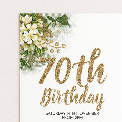The image is a birthday invitation for someone's 70th birthday.