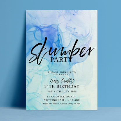 The image is a birthday party invitation for a 14th birthday celebration.