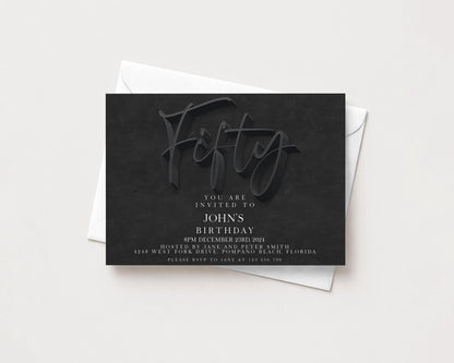 The image is a birthday invitation for John's party, which is scheduled for December 23, 2023, at Hosted by Jane and Peter Smith, located at 2248 West West, Florida. The invitation is addressed to you and invites you to join the celebration. Please RSVP to Jane at (336) 270.