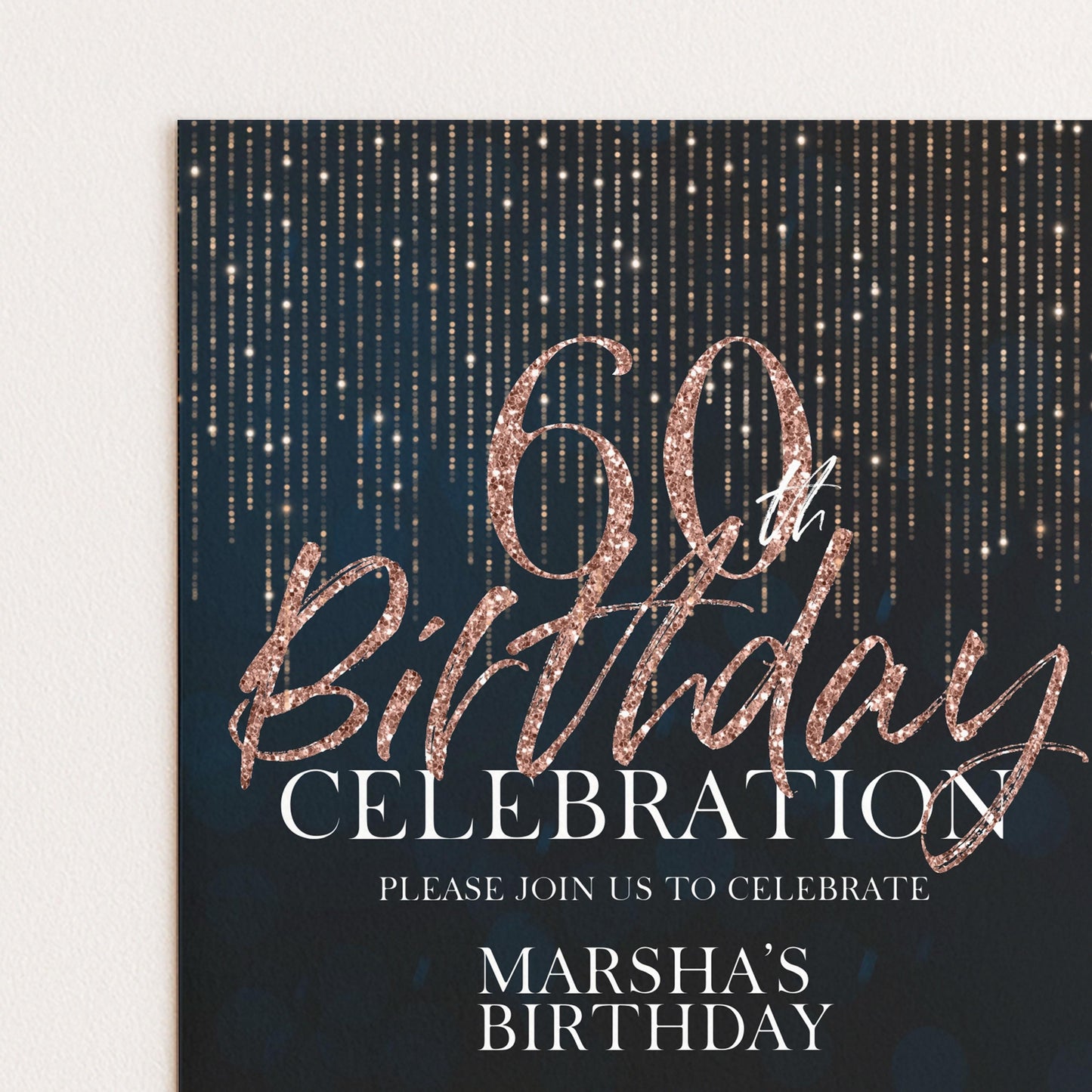 The image is a birthday party invitation for someone's 60th birthday celebration.
