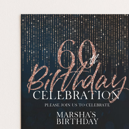 The image is a birthday party invitation for someone's 60th birthday celebration.
