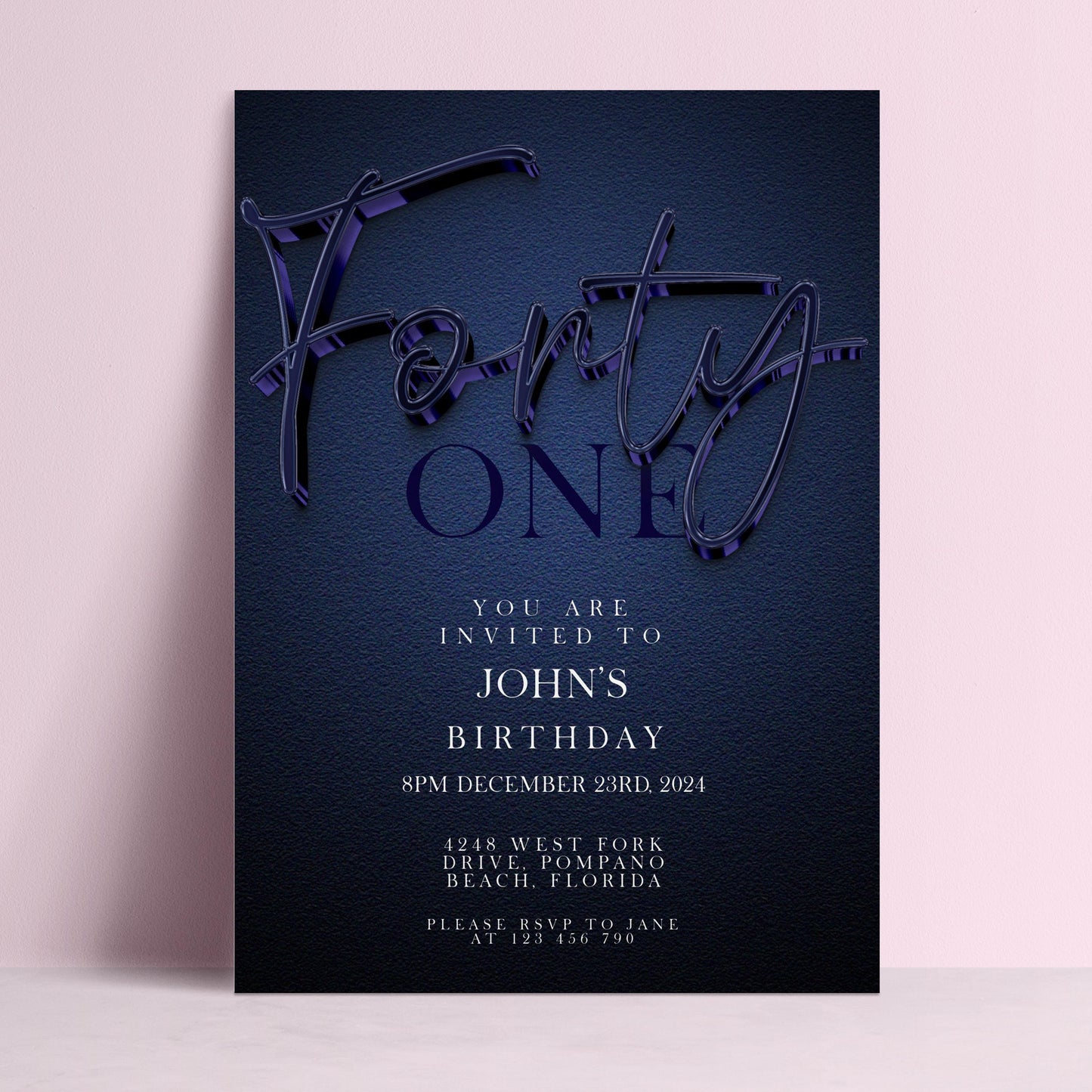 The image is a birthday invitation for John's birthday party.