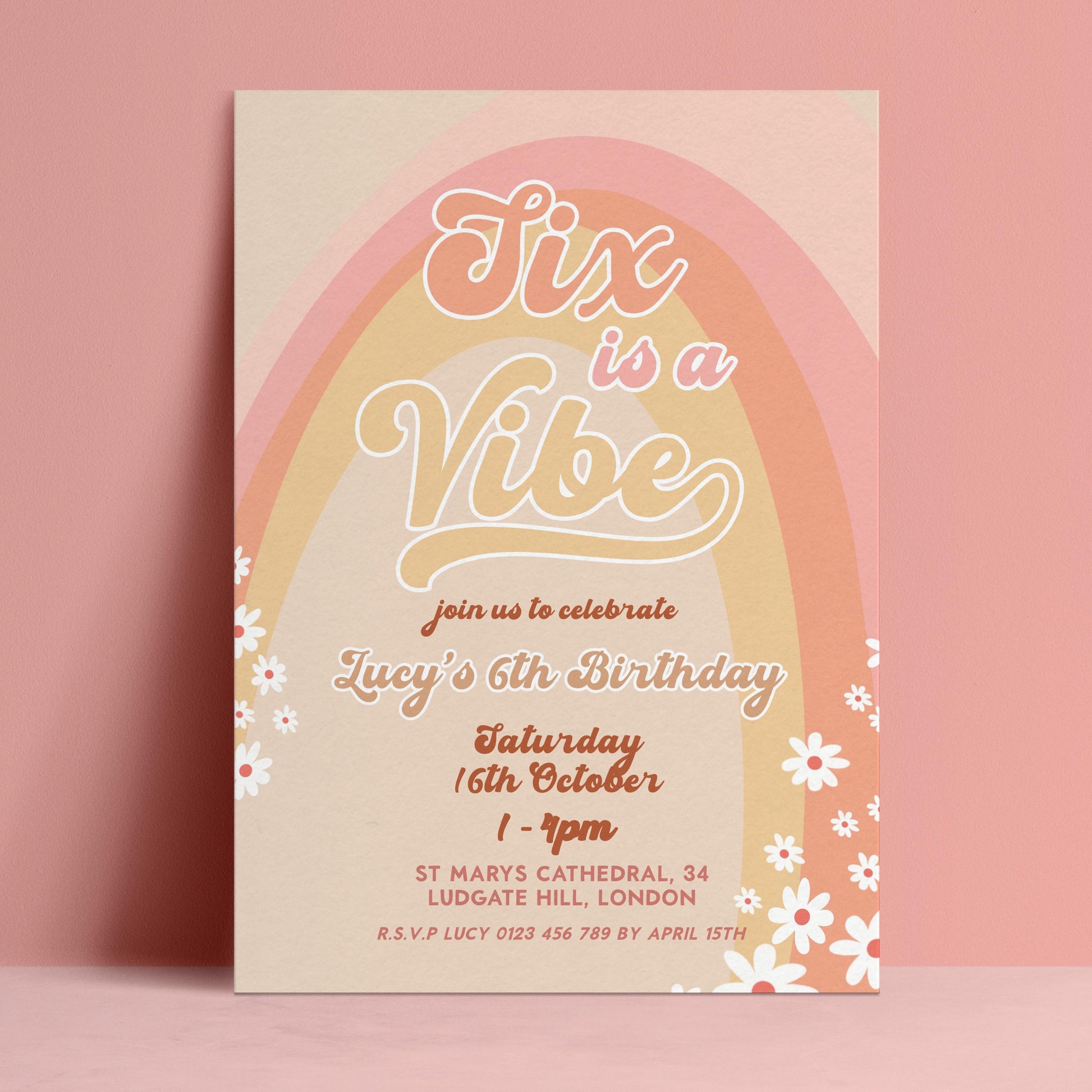 The image is a birthday invitation for a 6th birthday celebration.