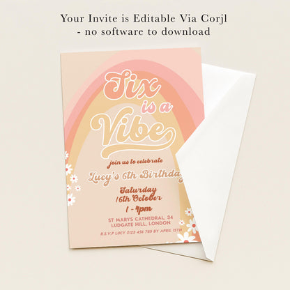 The image is a birthday invitation for a 6th birthday celebration.
