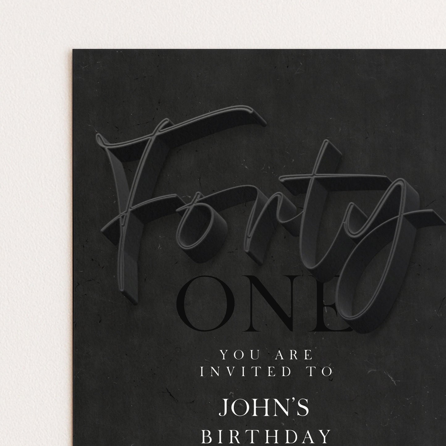 The image is a birthday invitation for John's birthday, featuring the text "You are invited to John's birthday" prominently displayed.