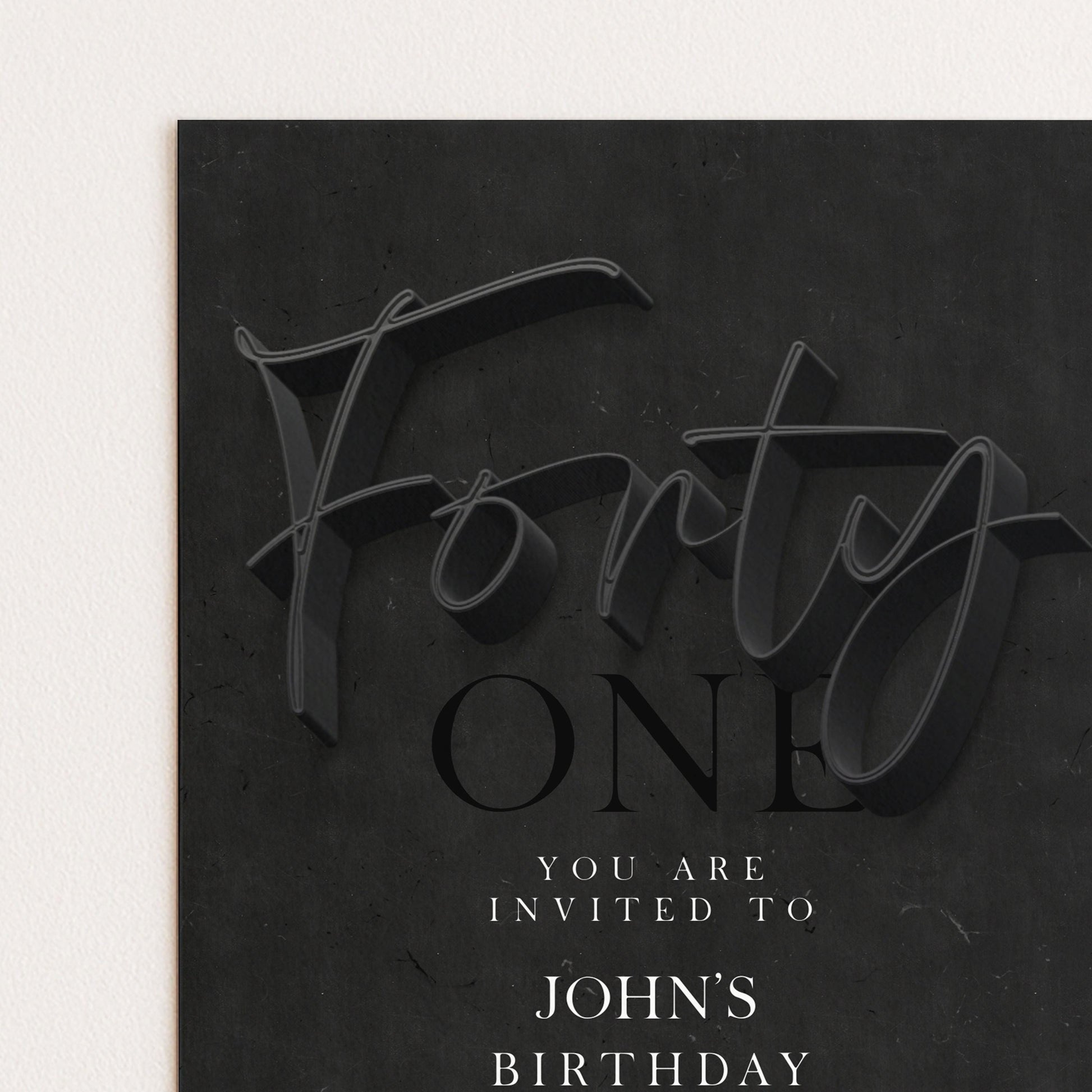 The image is a birthday invitation for John's birthday, featuring the text "You are invited to John's birthday" prominently displayed.