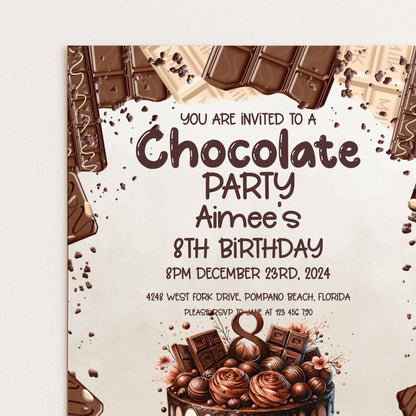 The image is a birthday party invitation for Aimee's 8th birthday.