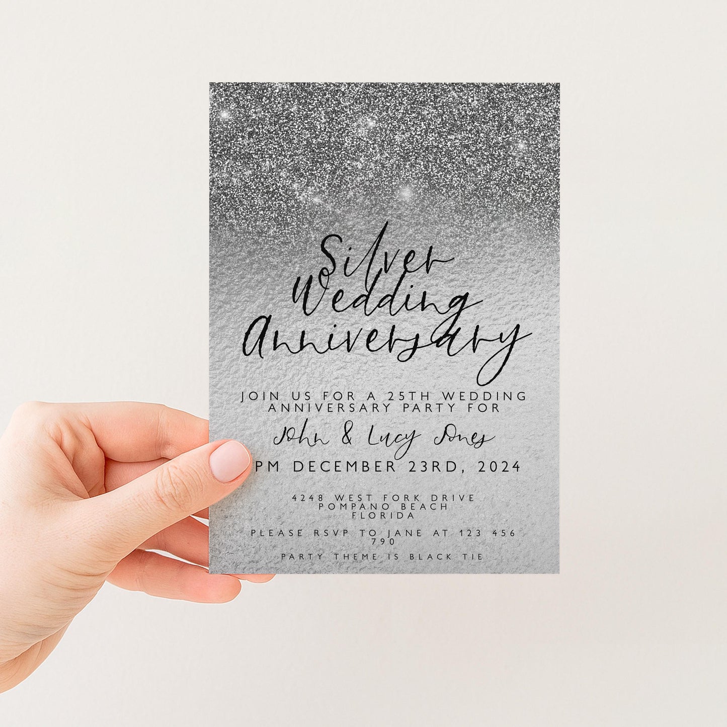 Silver Wedding Anniversary Invitation