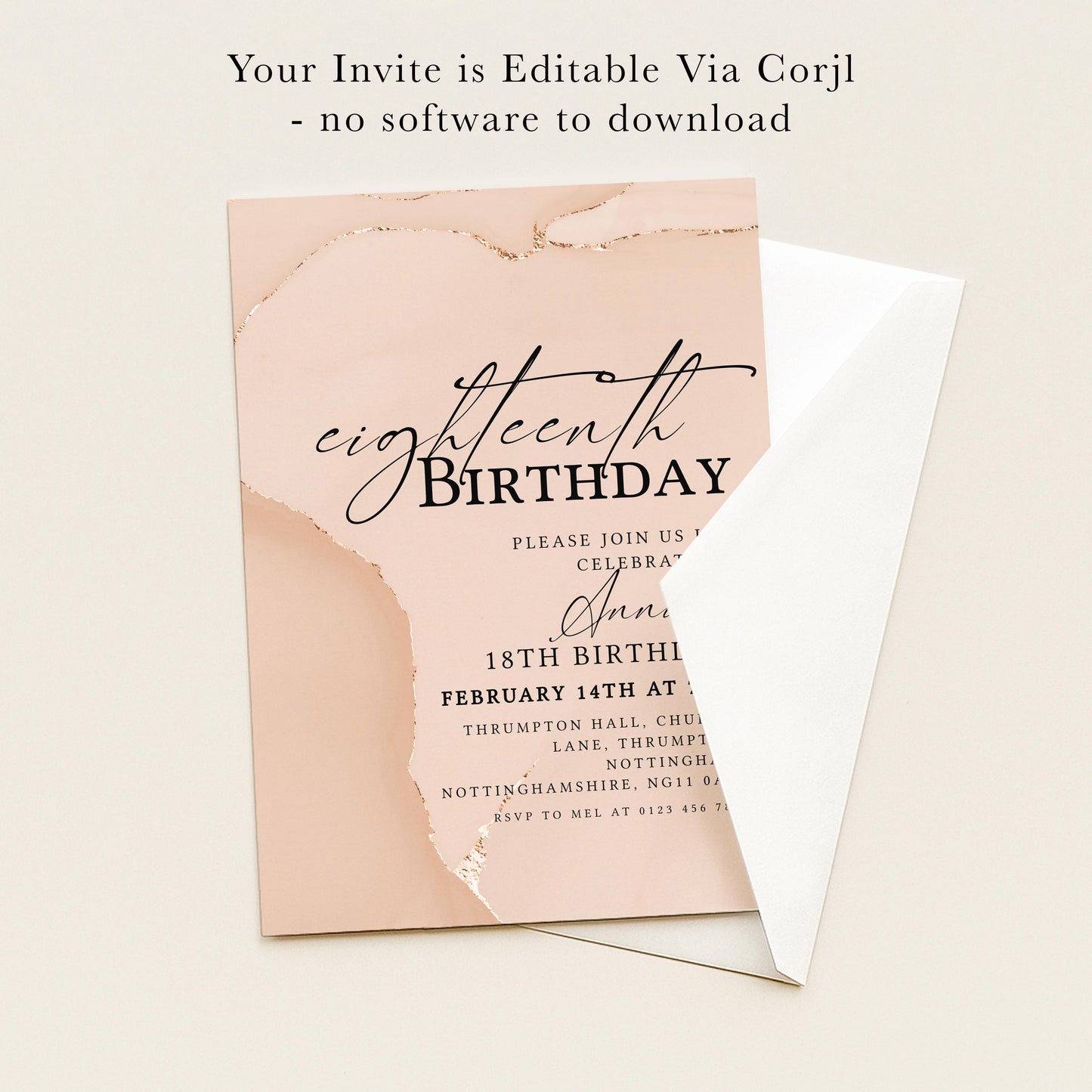 The image is a birthday invitation for an 18th birthday celebration.