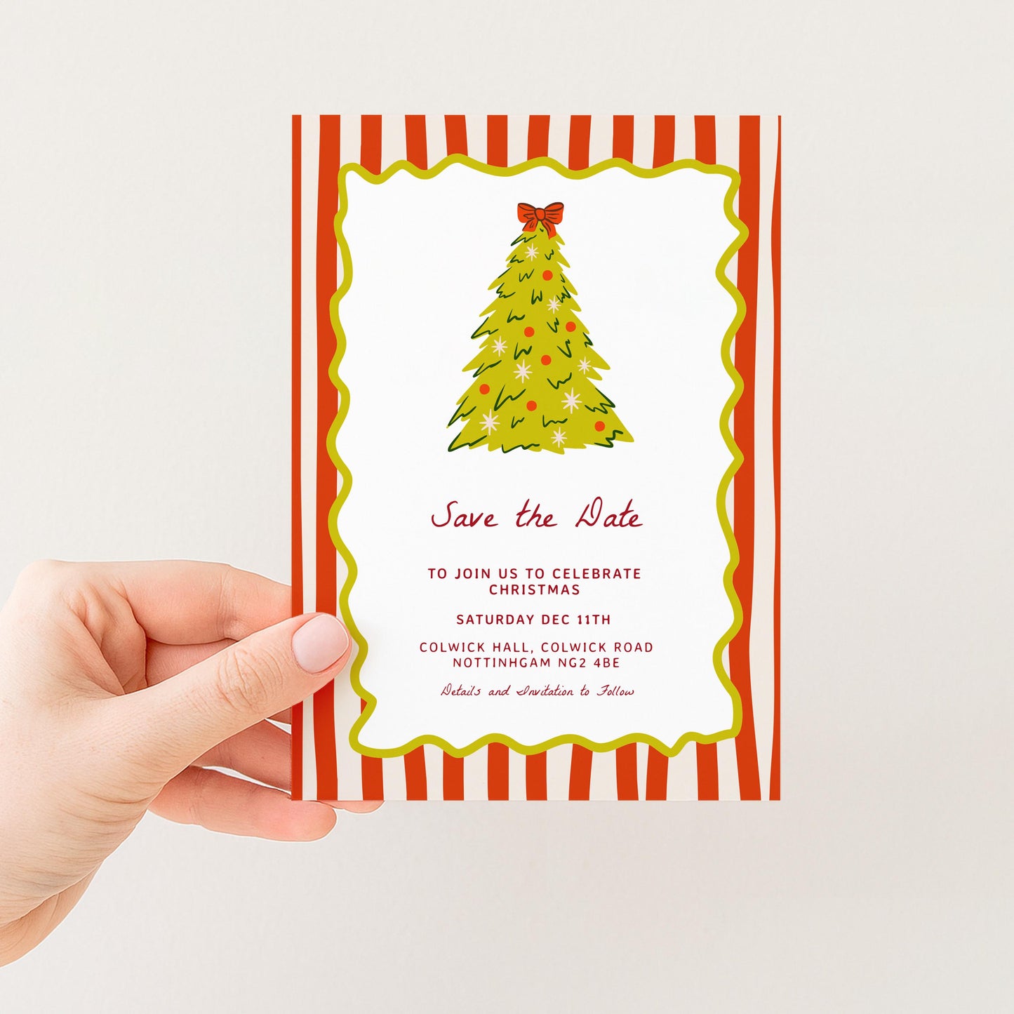 Christmas Save the Date, Christmas Party Invitation, Holiday Party Invite, Editable Christmas Invite, Corjl Template