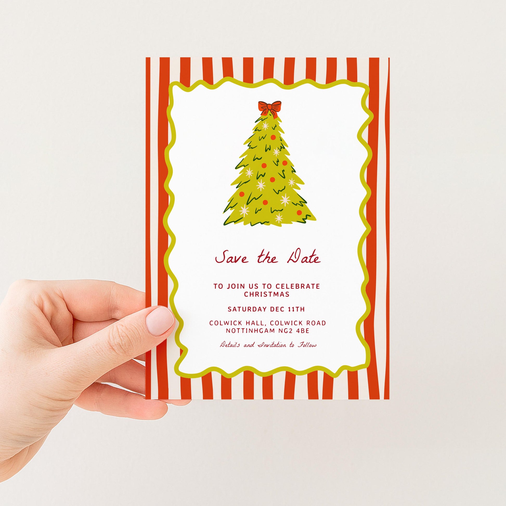 Christmas Save the Date, Christmas Party Invitation, Holiday Party Invite, Editable Christmas Invite, Corjl Template