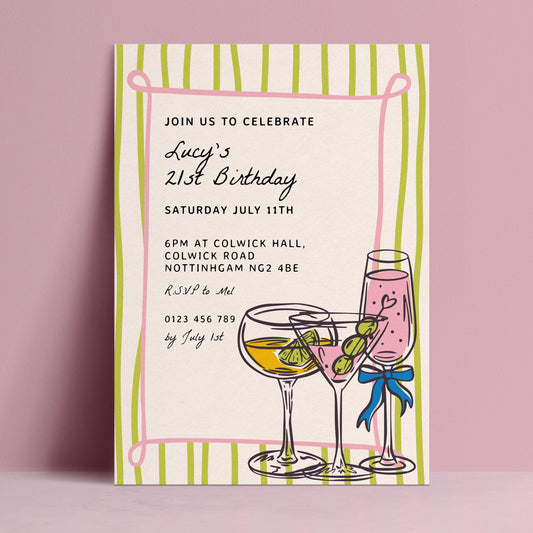 The image is a birthday invitation for Lucy's 21st birthday party.