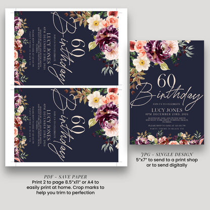 a set of two birthday cards with flowers on them