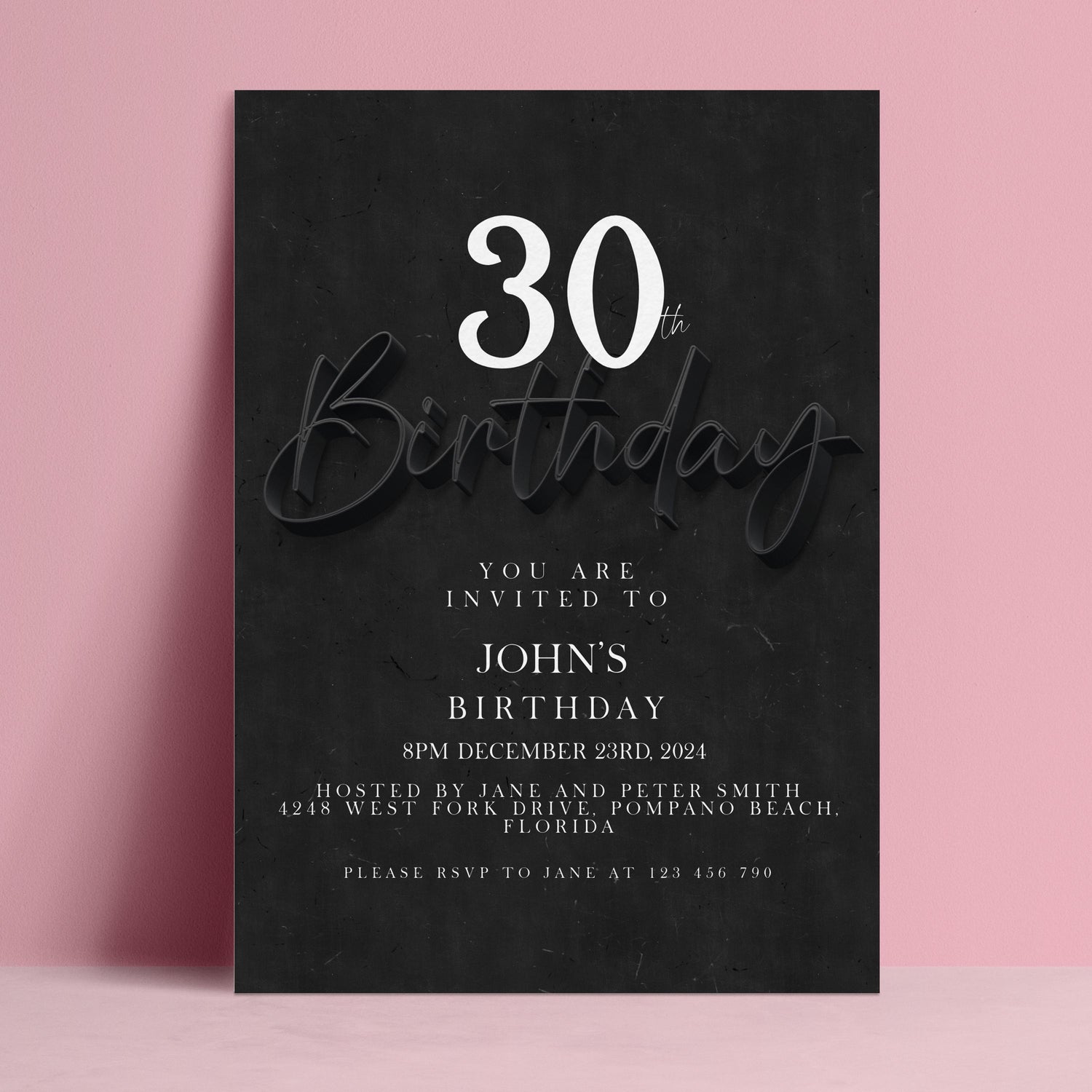 The image is a birthday invitation for John's 30th birthday.