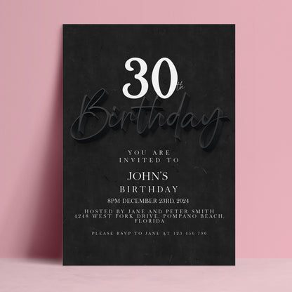 The image is a birthday invitation for John's 30th birthday.