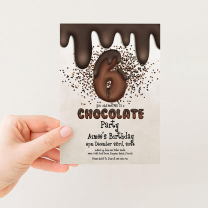 The image is a birthday party invitation for a 6-year-old named Aimee's birthday party.