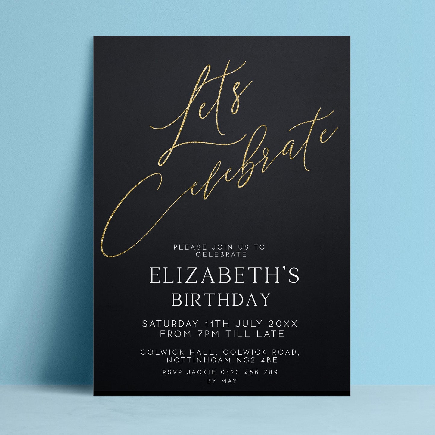 The image is a birthday invitation for Elizabeth's birthday celebration.