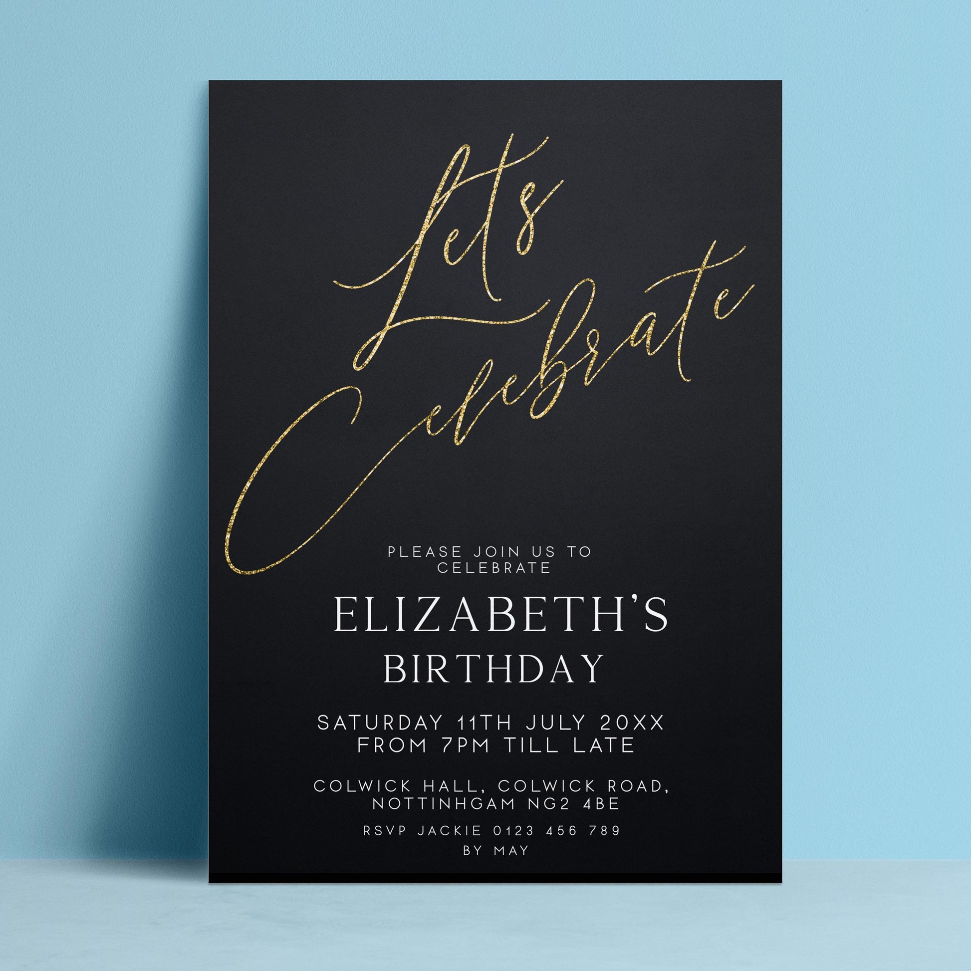 The image is a birthday invitation for Elizabeth's birthday celebration.