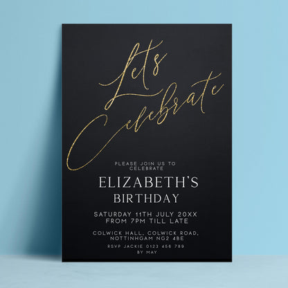 The image is a birthday invitation for Elizabeth's birthday celebration.
