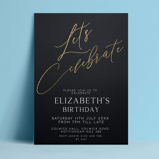 The image is a birthday invitation for Elizabeth's birthday celebration.