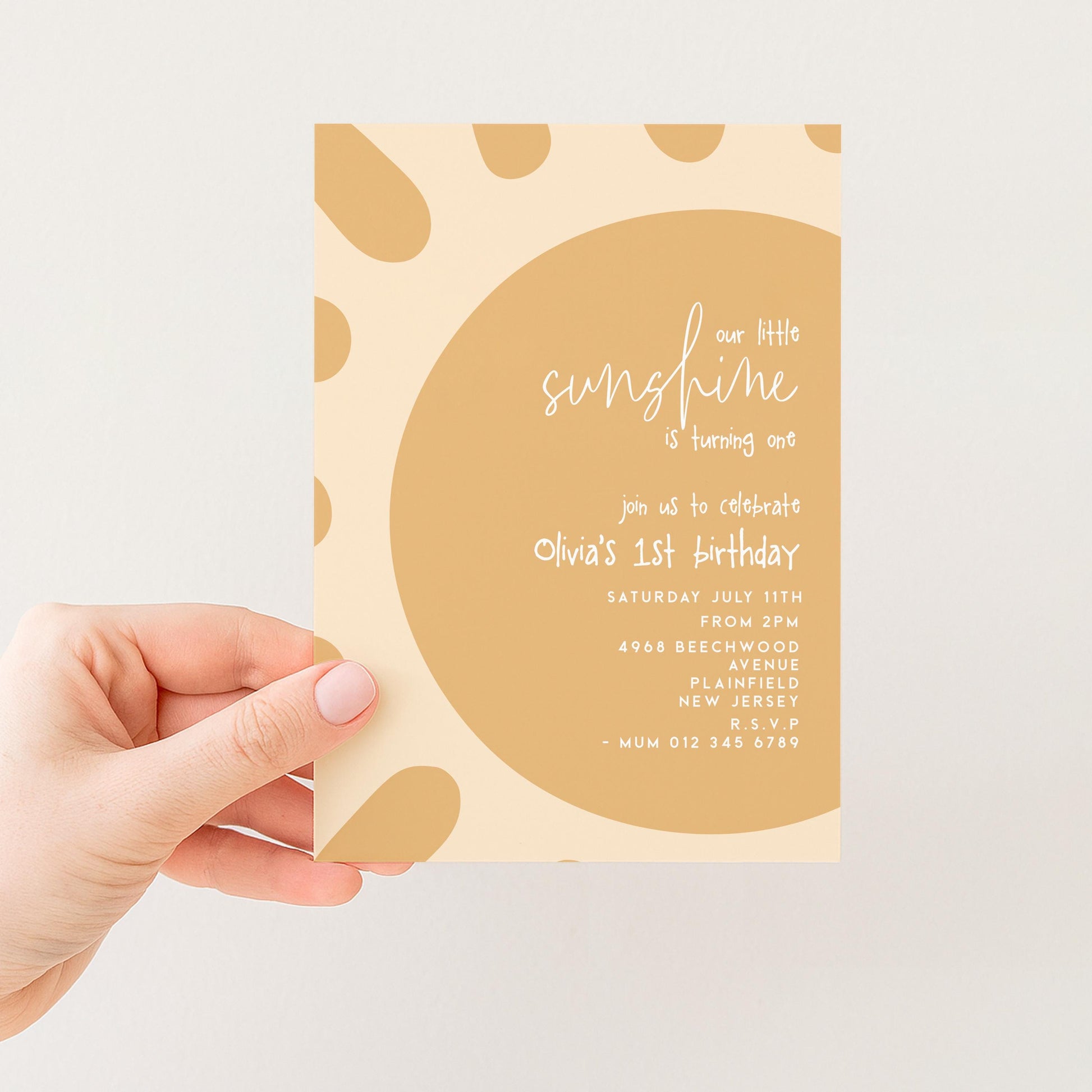 Our Little Sunshine 1st Birthday Invitation, Boho Sun Turning One Party Invite, Editable Printable Template, Gender Neutral Baby Evite