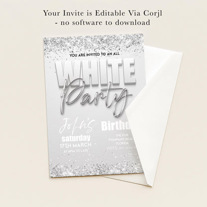 The image is a birthday party invitation for John's birthday party on Saturday, 17th March at 6 PM to late, at The Pub, Pompano Beach, Florida.