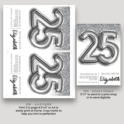 The image is a collage of three images, each depicting a silver glitter balloon in different sizes and positions. The largest image is a silver glitter balloon on the left, the medium-sized image is a silver glitter balloon in the middle, and the smallest image is a silver glitter balloon on the right.
