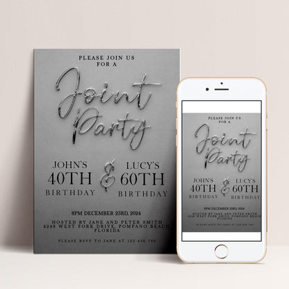 a joint birthday party invitation for John and Lucy, with details about the event and the time of the party.
