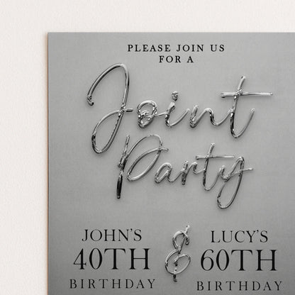 The image is a birthday party invitation for John and Lucy, with details about the joint birthday party.