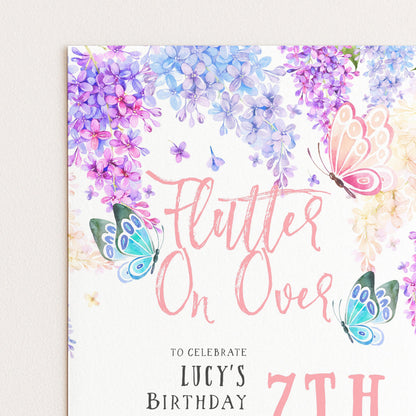 The image is a birthday invitation for a 7th birthday celebration.