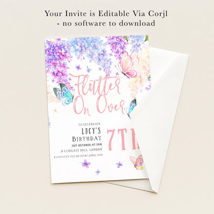 The image is a birthday invitation for Lucy's 7th birthday party.