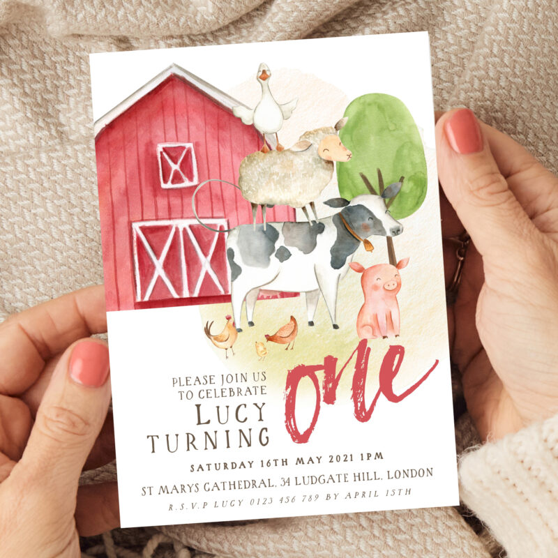 Farmyard 1st Birthday Invitation